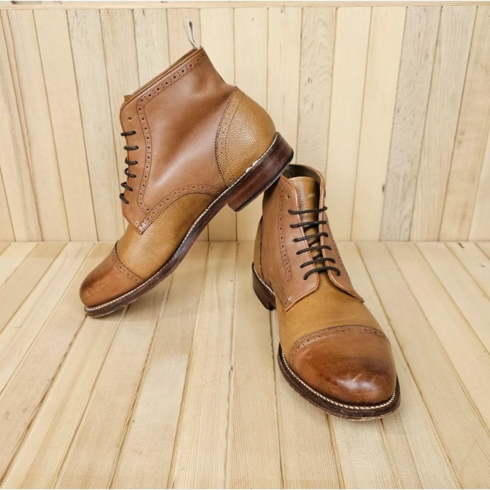 rag & bone Two-Tone Brown Leather Cap-Toe Boots